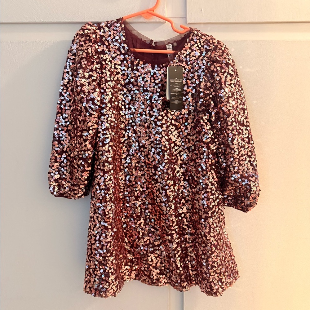 Sequin Dress with Puff Sleeves